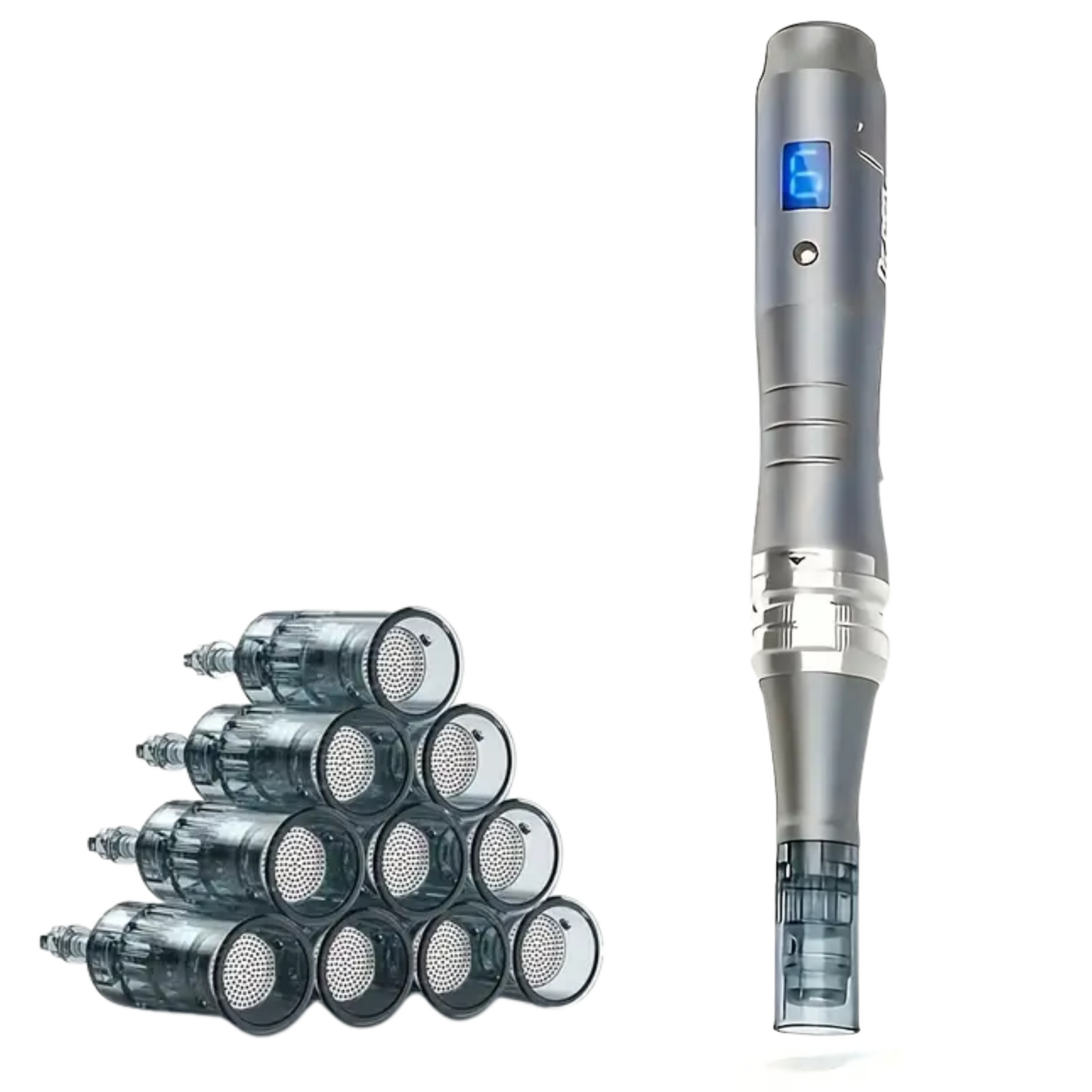 Follicly™ Derma Pen with 12 Adjustable Needle Cartridges (16, 36, or 42 Pins)